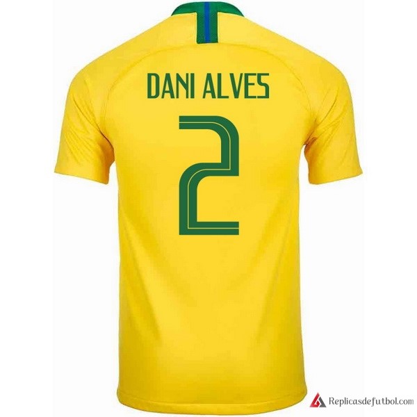 Camiseta Seleccion Brasil Primera equipación Dani Alves 2018 Amarillo